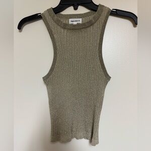 Superdown Metallic Gold Ribbed Tank Top